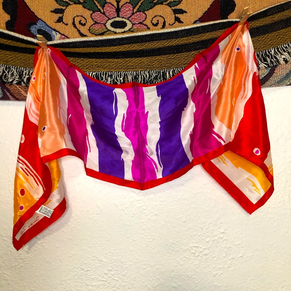 60s 70s Oscar de la Renta Vintage 100% Silk Scarf